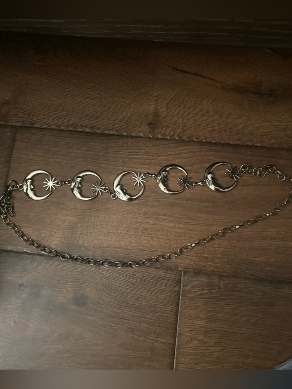 Silver-Tone Crescent Moon Star Link Belt - Women Jewelry